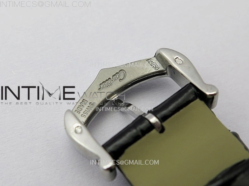 Tank Francaise Ladies 21.2mm Diamond Bezel SS 8848F 1:1 Best Edition Silver Dial on Black Leather Strap Ronda Quartz V2